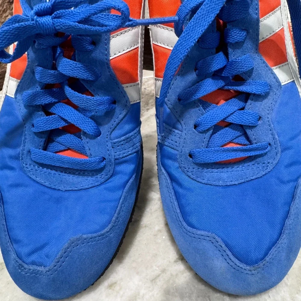 Onitsuka Tiger Serrano Blue Orange Men 10 D109L Low Top Sneakers Retro Running